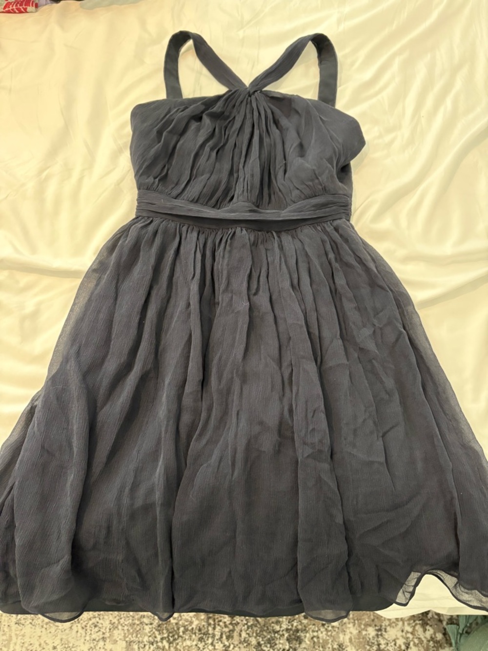 J. Crew dark blue Petite 00 Dress with Cream Label Detail